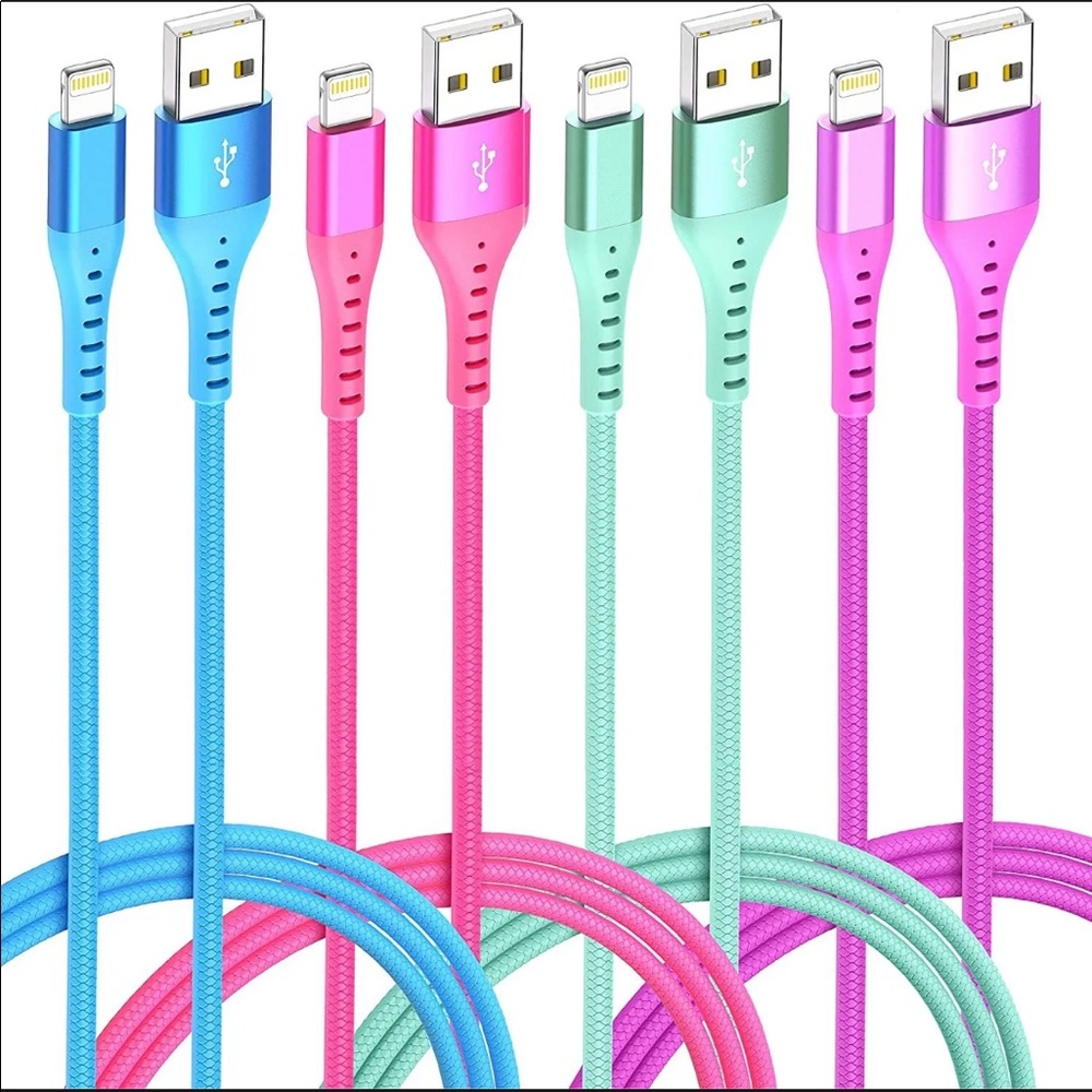 Xnew Cable 4 Colors iPhone Lightning Cable Rapid Cord [4-Pack 6/6/6/6ft]